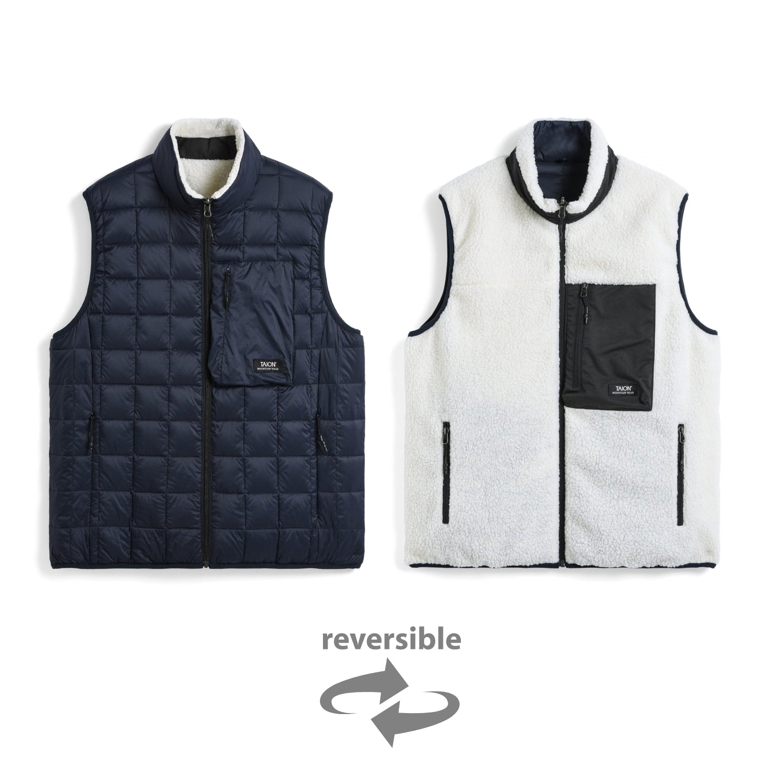 down boa reversible vest - taion - 30374102 - manteaux - nouveau.