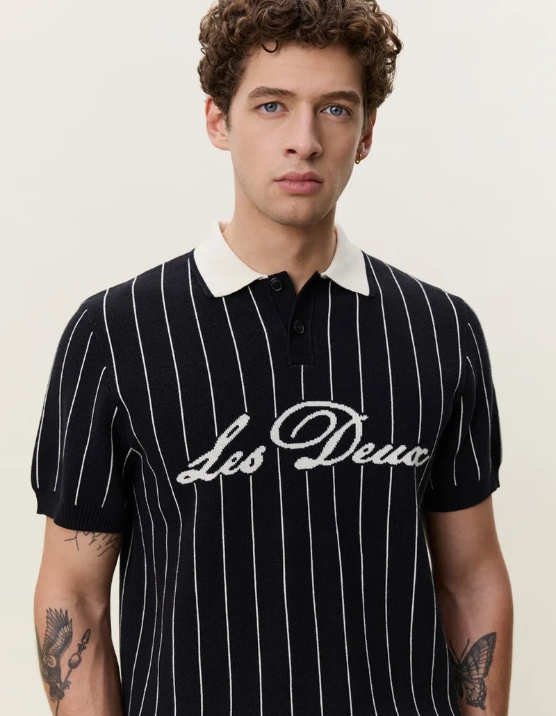 pinstripe knitted polo - les deux - 520084450 - polos - Nouveau. men