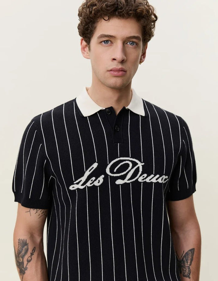 pinstripe knitted polo - les deux - 520084450 - polos - Nouveau. men
