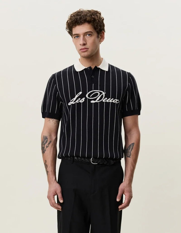 pinstripe knitted polo - les deux - 520084450 - polos - Nouveau. men