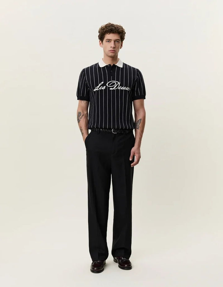 pinstripe knitted polo - les deux - 520084450 - polos - Nouveau. men
