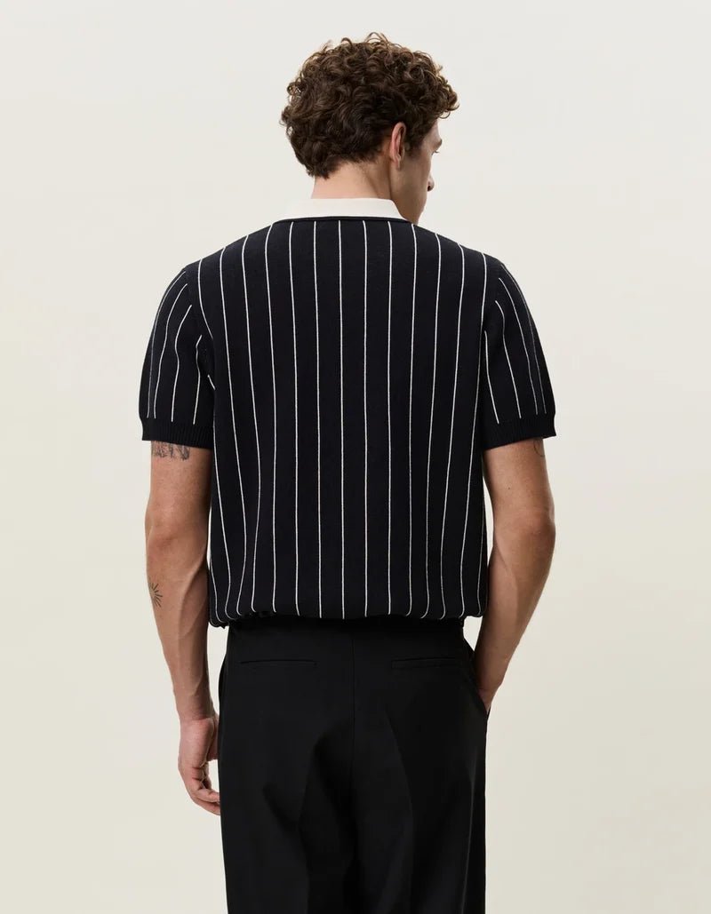 pinstripe knitted polo - les deux - 520084450 - polos - Nouveau. men