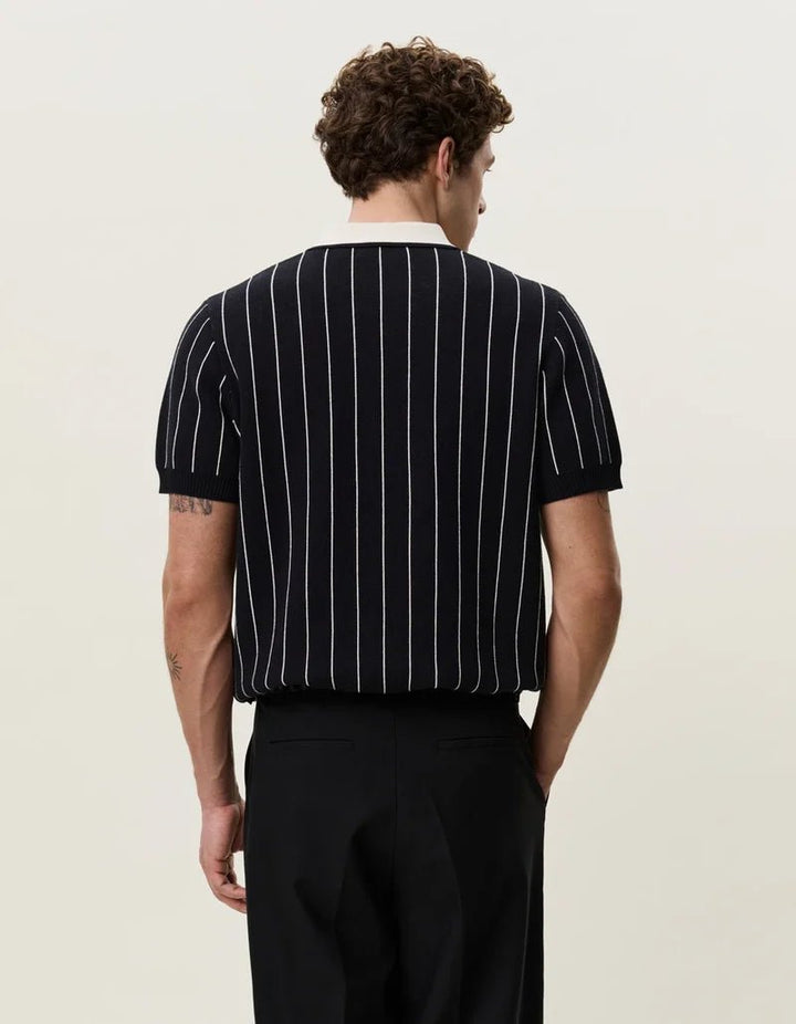 pinstripe knitted polo - les deux - 520084450 - polos - Nouveau. men