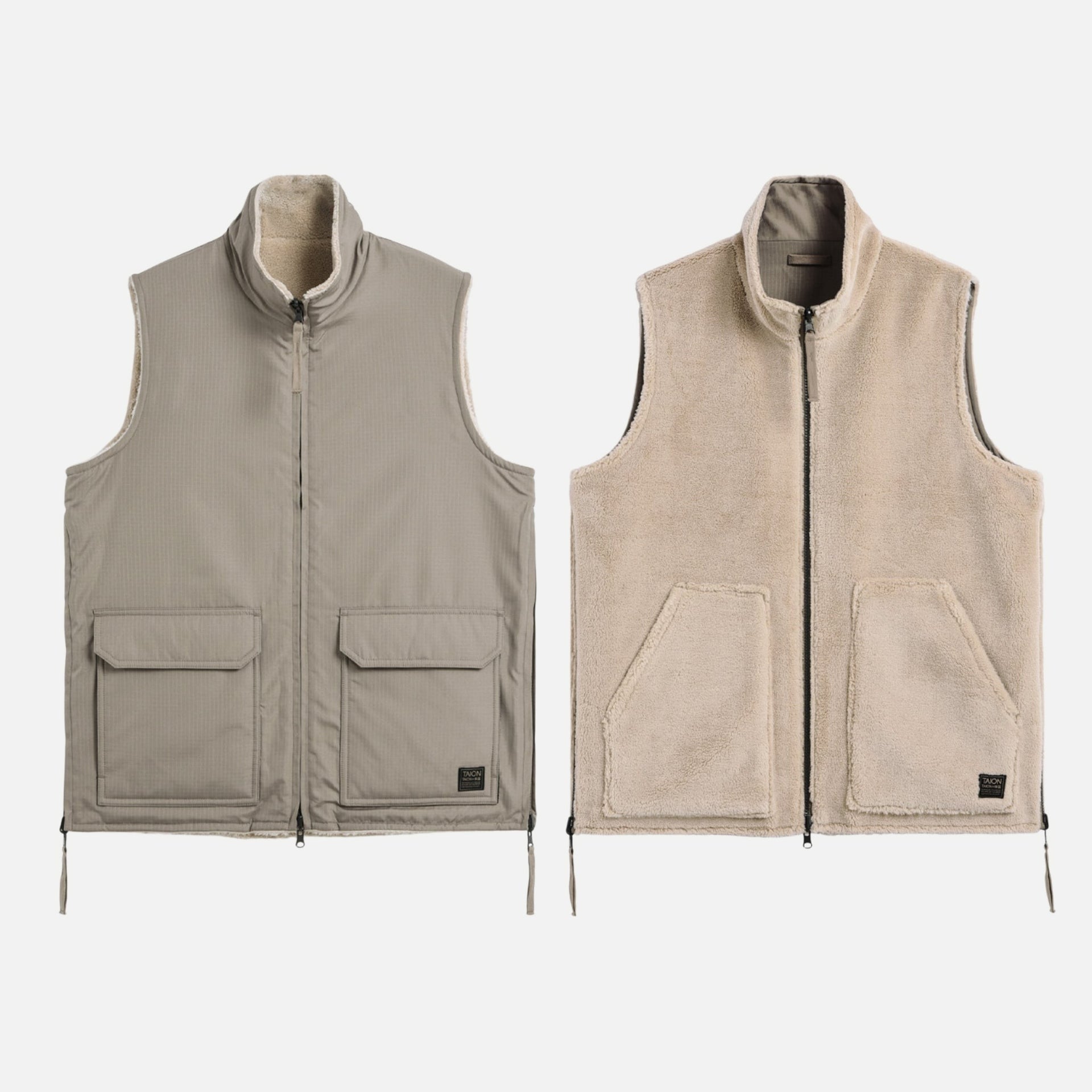 reversible boa hi neck vest military - taion - 520032109 - blousons - nouveau.