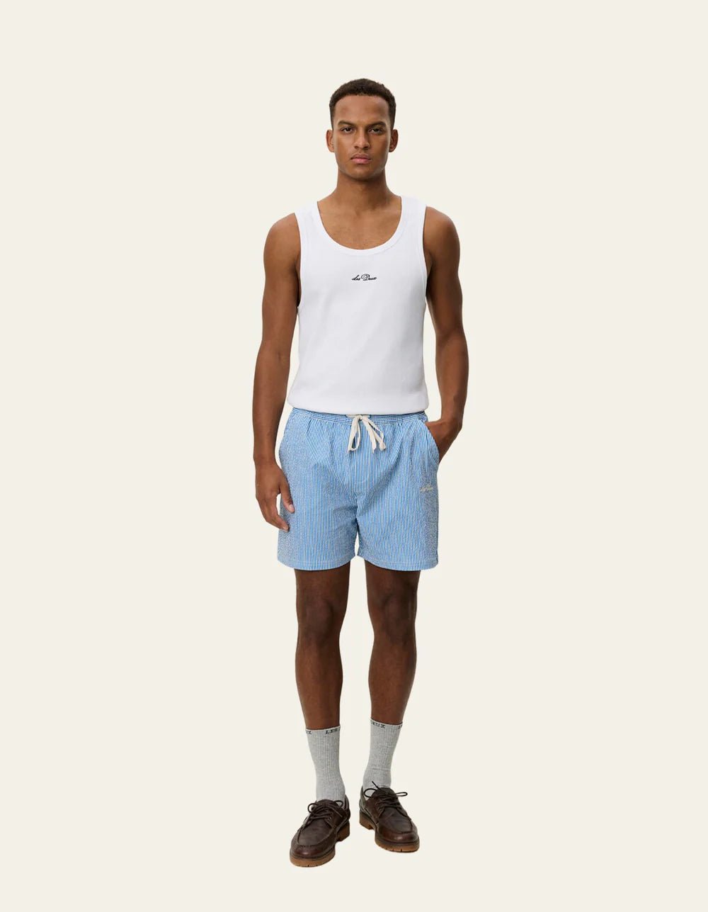 stan stripe seersucker swim shorts - les deux - 520062991 - shorts - Nouveau. men