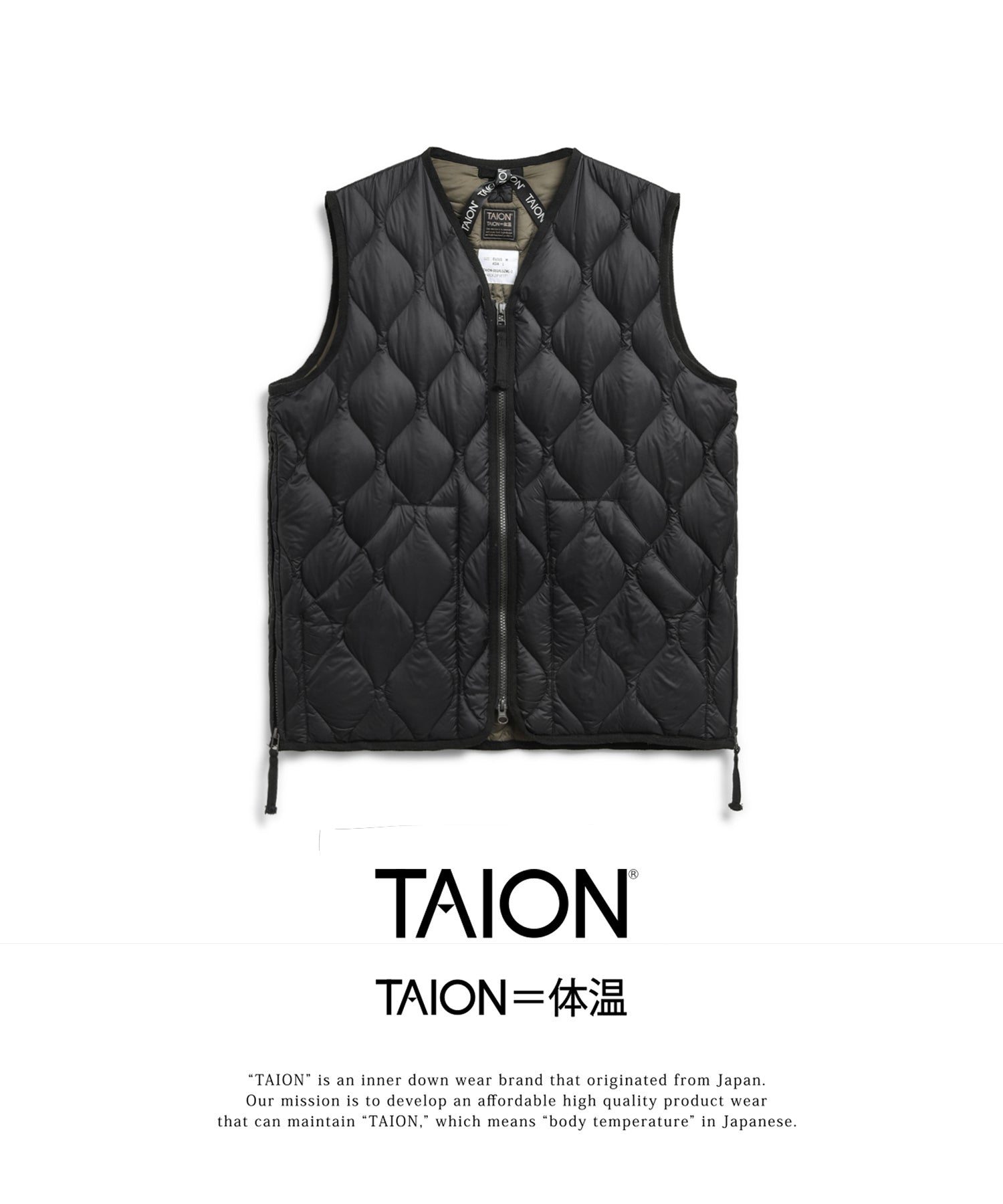 vneck w - zip down vest military - taion - 520031843 - blousons - nouveau.