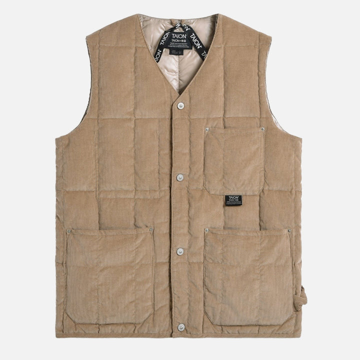 work vneck button corduroy dwn vest - taion - 520049879 - blousons - nouveau.